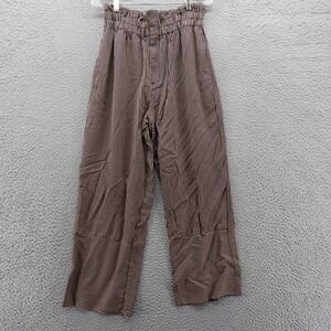 Point Sur Paperbag Striped Trouser Ankle Pants 8 Blue Brown Womens Wide Leg Boho
